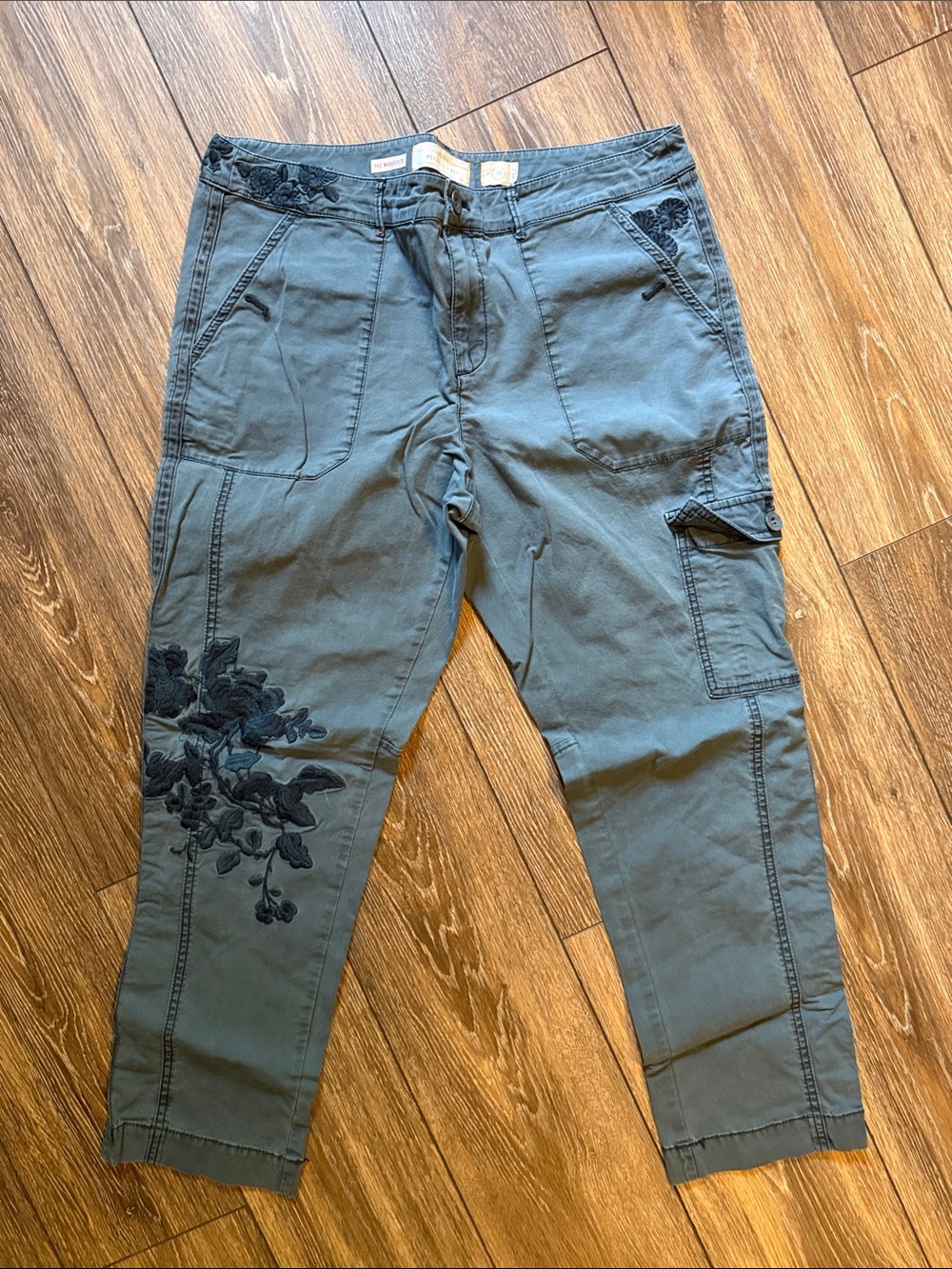 Women’s Blue Embroidered Utility Pants